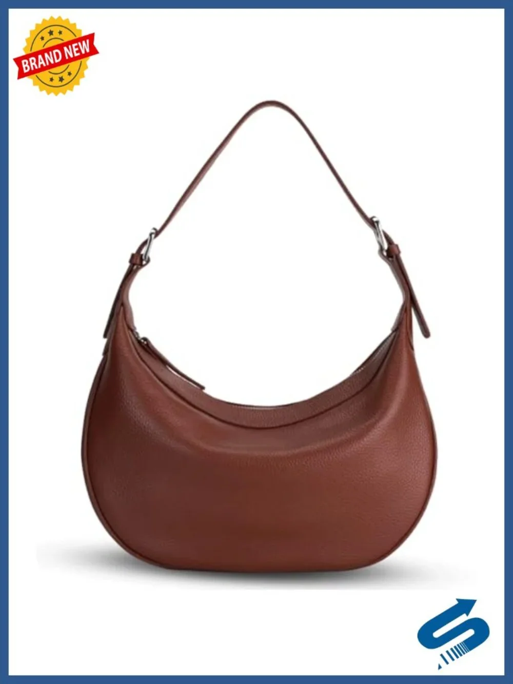 Genuine Leather Hobo Crossbody Bag for Women with Two Adjustable Straps